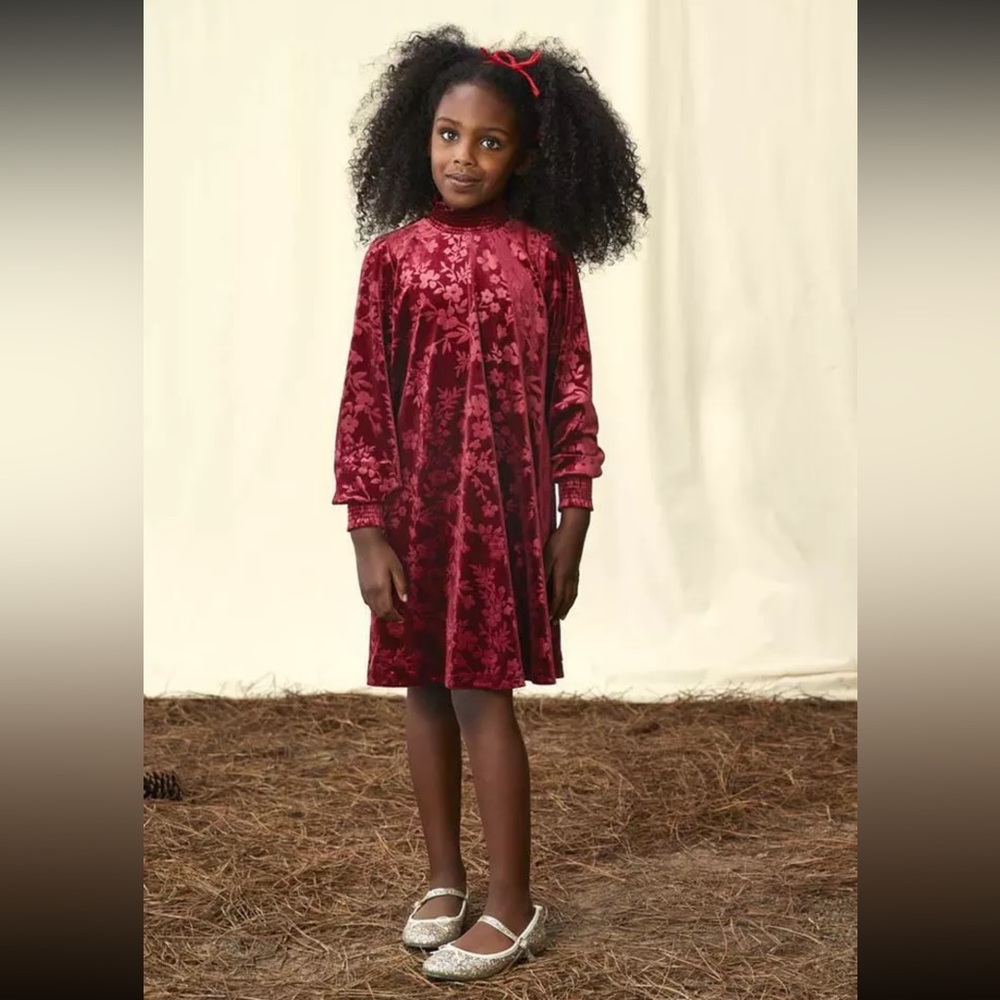 Matilda Jane Just Imagine Orianna holiday fall dress Red Burgundy velour size 8